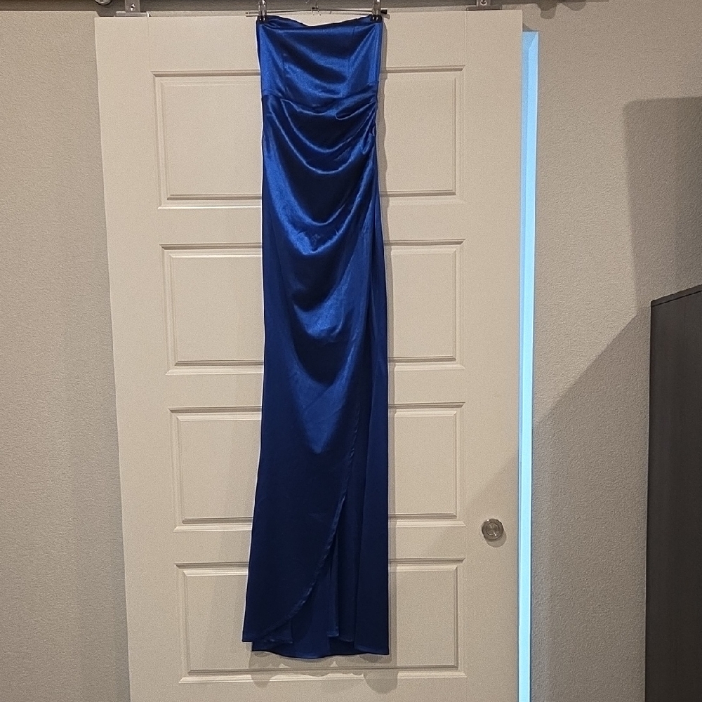Chic Strapless Royal Blue Dress